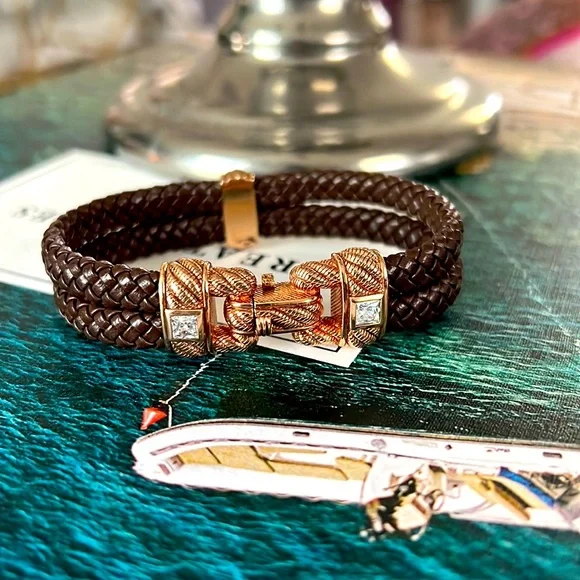 JUDITH RIPKA Rose Gold Sterling Leather Bracelet - Picture 1 of 6